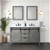 Lexora LVM60DH311 Marsyas 60 inch W Ash Grey Double Sink Vanity Cabinet, Cultured Marble Countertop, Faucet Set and 24 in Mirrors
