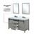 Lexora LVM60DH311 Marsyas 60 inch W Ash Grey Double Sink Vanity Cabinet, Cultured Marble Countertop, Faucet Set and 24 in Mirrors