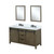 Lexora LVM60DK311 Marsyas 60 inch W Rustic Brown Double Sink Vanity Cabinet, Cultured Marble Countertop, Faucet Set and 24 in Mirrors