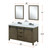 Lexora Marsyas 60 inch W Rustic Brown Double Sink Vanity Cabinet, Cultured Marble Countertop, Faucet Set and 24 in Mirrors