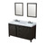 Lexora Marsyas 60 inch W Brown Double Sink Vanity Cabinet, Cultured Marble Countertop, Faucet Set and 24 in Mirrors