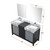 Lexora LZ342260DLISM28FMC Zilara 60 inch W Black and Grey Double Sink Vanity Cabinet, Castle Grey Marble Top, Chrome Faucet Set and 28 in Mirrors