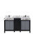 Lexora Zilara 60 inch W Black and Grey Double Sink Vanity Cabinet, Castle Grey Marble Top and Gun Metal Faucet Set