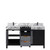 Lexora Zilara 60 inch W Black and Grey Double Sink Vanity Cabinet, Castle Grey Marble Top and Gun Metal Faucet Set