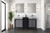 Lexora Zilara 60 inch W Black and Grey Double Sink Vanity Cabinet, Castle Grey Marble Top and Gun Metal Faucet Set