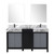 Lexora LZ342260DLISM28FBG Zilara 60 inch W Black and Grey Double Sink Vanity Cabinet, Castle Grey Marble Top, Gun Metal Faucet Set and 28 in Mirrors