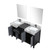 Lexora Zilara 60 inch W Black and Grey Double Sink Vanity Cabinet, Castle Grey Marble Top, Gun Metal Faucet Set and 28 in Mirrors