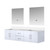 Lexora LVG72DM310 Geneva 72 in. W Glossy White Wall Mount Double Sink Vanity Cabinet, Cultured Marble Top, and 30 in. LED Mirrors