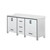 Lexora LVZV72DA200 Ziva 72 inch W White Double Sink Vanity Cabinet and White Quartz Top