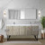 Lexora LVLY72DRA311 Lancy 72 inch W x 20 in D Rustic Acacia Double Sink Vanity Cabinet, Cultured Marble Top, Chrome Faucet Set and 70 in Mirror