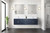 Lexora LVG72DE201 Geneva 72 in. W Navy Blue Wall Mount Double Sink Vanity Cabinet, White Quartz Top, and Faucet Set