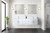Lexora Geneva 72 in. W Glossy White Wall Mount Double Sink Vanity Cabinet, White Quartz Top, and Faucet Set