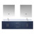 Lexora Geneva 72 in. W Navy Blue Wall Mount Double Sink Vanity Cabinet, White Quartz Top, Faucet Set, and 30 in. LED Mirrors