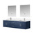 Lexora Geneva 72 in. W Navy Blue Wall Mount Double Sink Vanity Cabinet, White Quartz Top, Faucet Set, and 30 in. LED Mirrors