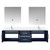 Lexora Geneva 72 in. W Navy Blue Wall Mount Double Sink Vanity Cabinet, White Quartz Top, Faucet Set, and 30 in. LED Mirrors