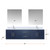 Lexora LVG72DE211 Geneva 72 in. W Navy Blue Wall Mount Double Sink Vanity Cabinet, White Quartz Top, Faucet Set, and 30 in. LED Mirrors