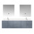 Lexora LVG72DB311 Geneva 72 in. W Dark Grey Wall Mount Double Sink Vanity Cabinet, Cultured Marble Top, Faucet Set, and 30 in. LED Mirrors