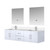 Lexora LVG72DM211 Geneva 72 in. W Glossy White Wall Mount Double Sink Vanity Cabinet, White Quartz Top, Faucet Set, and 30 in. LED Mirrors