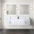 Lexora LVG72DM211 Geneva 72 in. W Glossy White Wall Mount Double Sink Vanity Cabinet, White Quartz Top, Faucet Set, and 30 in. LED Mirrors