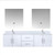Lexora LVG72DM311 Geneva 72 in. W Glossy White Wall Mount Double Sink Vanity Cabinet, Cultured Marble Top, Faucet Set, and 30 in. LED Mirrors