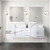 Lexora LVG72DM311 Geneva 72 in. W Glossy White Wall Mount Double Sink Vanity Cabinet, Cultured Marble Top, Faucet Set, and 30 in. LED Mirrors