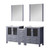 Lexora LV341872SBESM28 Volez 72 inch W Dark Grey Double Sink Vanity Cabinet with Side Cabinets, White Ceramic Top, and 28 in Mirrors