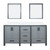 Lexora LVZV72DB210 Ziva 72 inch W Dark Grey Double Sink Vanity Cabinet, White Quartz Top and 30 in Mirrors