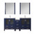 Lexora LVV72D30E601 Volez 72 inch W Navy Blue Double Sink Vanity Cabinet with Side Cabinet, White Ceramic Top, and Faucet Set