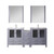 Lexora LV341872SBESM28F Volez 72 inch W Dark Grey Double Sink Vanity Cabinet with Side Cabinets, Faucet Set, White Ceramic Top, and 28 in Mirrors