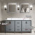 Lexora LVZV72DB211 Ziva 72 inch W Dark Grey Double Sink Vanity Cabinet, White Quartz Top, Faucet Set and 30 in Mirrors