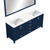 Lexora LJ342272DEWQM70 Jacques 72 in. W Navy Blue Double Sink Vanity Cabinet, White Quartz Top, and 28 in. Mirror