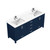 Lexora Jacques 72 in. W Navy Blue Bath Vanity Cabinet, Cultured Marble Top, and Faucet Set
