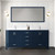 Lexora Jacques 72 in. W Navy Blue Double Sink Vanity Cabinet, White Quartz Top, and Faucet Set
