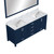 Lexora  LJ342272DEDSM70 Jacques 72 in. W x 22 in. D Navy Blue Double Bath Vanity, Carrara Marble Top, and 28 in. Mirror