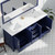 Lexora Jacques 72 in. W Navy Blue Double Sink Vanity Cabinet, Carrara Marble Top, and 28 in. Mirror