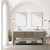 Lexora Norwalk 72 inch W Grey Oak Double Sink Vanity Cabinet, Carrara Marble Top, and Faucet Set