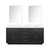 Lexora Abbey 72 inch W Black Oak Double Sink Vanity Cabinet, Carrara Marble Top, and 34 in Mirrors