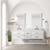 Lexora Castor 72 inch W White Double Sink Wall Hung Vanity Cabinet, Carrara Marble Top, Faucet Set, and 34 in Mirrors