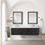Lexora Castor 72 inch W Black Double Sink Wall Hung Vanity Cabinet, Carrara Marble Top, Faucet Set, and 34 in Mirrors