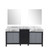 Lexora LZ342272DLISM28 Zilara 72 inch W Black and Grey Double Sink Vanity Cabinet, Castle Grey Marble Top and 28 in Mirrors