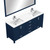 Lexora LJ342272DEWQM70F Jacques 72 in. W Navy Blue Double Sink Vanity Cabinet, White Quartz Top, Faucet Set, and 28 in. Mirror