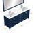 Lexora LJ342272DEWQM70F Jacques 72 in. W Navy Blue Double Sink Vanity Cabinet, White Quartz Top, Faucet Set, and 28 in. Mirror