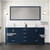 Lexora Jacques 72 in. W Navy Blue Double Sink Vanity Cabinet, White Quartz Top, Faucet Set, and 28 in. Mirror