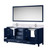 Lexora LJ342272DEDSM70F Jacques 72 in. W Navy Blue Double Sink Vanity Cabinet, Carrara Marble Top, Faucet Set, and 28 in. Mirror