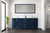 Lexora LJ342272DEDSM70F Jacques 72 in. W Navy Blue Double Sink Vanity Cabinet, Carrara Marble Top, Faucet Set, and 28 in. Mirror