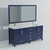Lexora LJ342272DEDSM70F Jacques 72 in. W Navy Blue Double Sink Vanity Cabinet, Carrara Marble Top, Faucet Set, and 28 in. Mirror