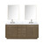 Lexora Abbey 72 inch W Grey Oak Double Sink Vanity Cabinet, Carrara Marble Top, Faucet Set, and 34 in Mirrors