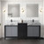 Lexora LZ342272DLISFCM Zilara 72 inch W Black and Grey Double Sink Vanity Cabinet, Castle Grey Marble Top and Matte Black Faucet Set
