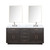 Lexora LVA72DK111 Abbey 72 inch W Brown Oak Double Sink Vanity Cabinet, Carrara Marble Top, Faucet Set, and 34 in Mirrors