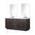 Lexora Abbey 72 inch W Brown Oak Double Sink Vanity Cabinet, Carrara Marble Top, Faucet Set, and 34 in Mirrors